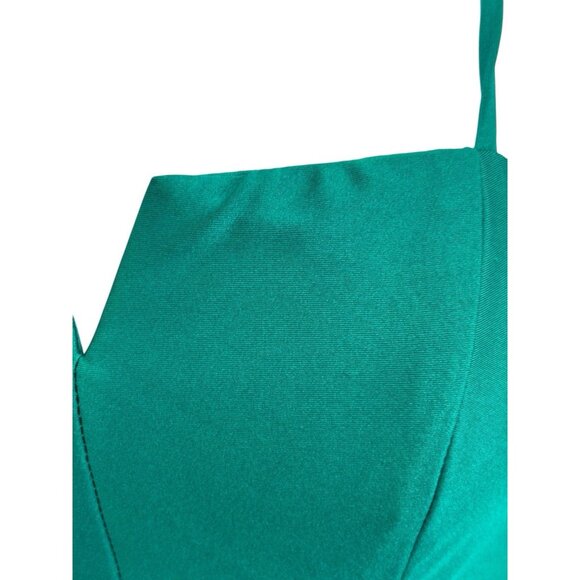 City Studio Emerald Green Ruffle Bodycon Dress Spaghetti Strap Size 1/2 - Picture 5 of 6
